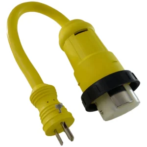 Adaptador de Coleta RV Estándar 50A con Tornillo de Bloqueo Camco PowerGrip: Conexión Segura y Duradera para tu Casa Rodante. Resistencia Superior y F