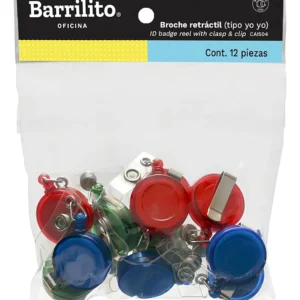 Barrilito® Broche para Gafete y Credenciales: Modelo Estándar, Colores Vibrantes y Diseño Seguro. Ideal para Identificación Profesional y Personal, Du