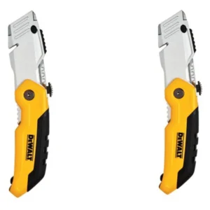 Cuchillos Plegables Retráctiles DEWALT DWHT10035L: Paquete Doble, Hoja de Acero Resistente, Seguro de Cuchilla, Ideal para Cortes Precisos en Carpinte