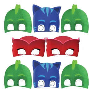 Máscaras de Papel PJ Masks | Set de 8 Máscaras para Niños | Modelos Gekko, Catboy y Owlette | Ideal para Fiestas Temáticas y Disfraces | Producto Ofic