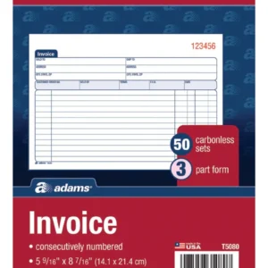 Papel de Factura Adams T5080 T5080: Juego de 3 Colores (Blanco/Canario/Rosa) para Organización Eficaz de Documentos | 0 Hojas, Formato Personalizable,