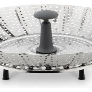 Cesta para Cocinar al Vapor Extensible de Acero Inoxidable OXO Good Grips: 20 cm de Diámetro, Fácil Limpieza y Cocción Saludable para Verduras y Más
