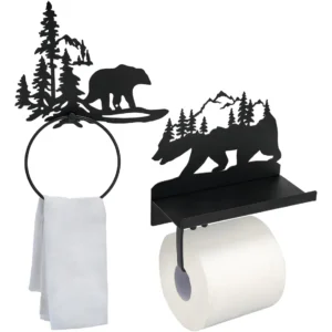 Porta Papel Higiénico con Diseño de Oso para Baño, con Estante - Marca [Marca del Producto] - Modelo [Modelo del Producto] - Acabado [Acabado, ej. Cro