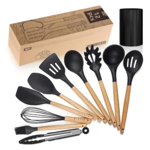 Set de Utensilios de Cocina OXO Good Grips de 12 Piezas en Silicona Negro: Durabilidad, Antiadherente y Diseño Ergonómico para Cocinar con Comodidad y