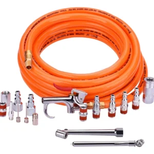 Kit Completo de Manguera para Compresor de Aire PVC 3/8" 25 Pies con 17 Accesorios Marca Truper: Rendimiento Superior y Conexión Segura para Tareas de