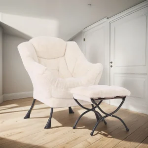 Silla Reclinable con Descansapiés Tapizada Color Beige 'ConfortZen' - Modelo Elegance: Diseño Moderno, Máximo Confort y Estilo para Tu Hogar