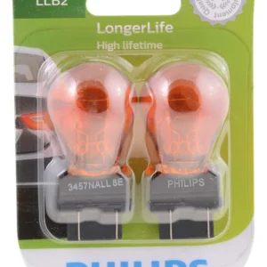 Bombillas Automotrices de Larga Duración Philips 3457NA, Paquete Doble: Iluminación Brillante y Confiable para Luces de Freno, Direccionales y Más | M