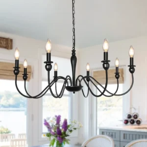 Iluminación Sofisticada: Candelabro Vintage Negro de 8 Luces [Marca Elegante] Modelo [XYZ-8L] - Diseño Clásico, Fácil Instalación, Ambiente Cálido par