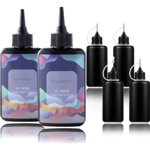 Resina UV Fina Epoxi 200g - Marca Genérica con 4 Botellas Aplicadoras de Punta Precisa para Manualidades, Bisutería y Reparaciones Delicadas: Acabado