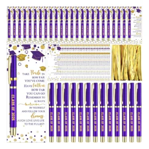 Juego de 50 Plumas de Gel Retráctiles Bic® Graduation Edition con Tarjetas de Felicitación: Tinta Vibrante, Escritura Suave, Ideal para Regalos de Gra