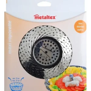 Vaporera Ajustable Metaltex MAXI VAPORETTE Grande - Acero Inoxidable Plateado: Cocina Saludable y Versátil, Diámetro Ajustable 19-27cm, Apta para Lava