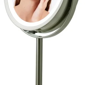 Espejo de Maquillaje Iluminado Doble Cara, Giratorio 1x/7x, Marca [Marca del Producto] Modelo [Modelo del Producto] - Iluminación LED, Diseño Elegante