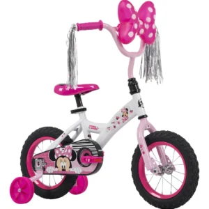Bicicleta Infantil Disney Minnie Mouse de 12 Pulgadas: ¡Diversión Segura y Encantadora para Pequeñas Aventureras! Ruedas de Entrenamiento, Diseño Atra