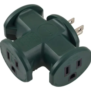Extensión Eléctrica de 3 Salidas en Forma de 'T' Color Verde Resistente - Marca Genérica para Uso Rudo - Modelo EX-T3V - Ideal para Herramientas de Al