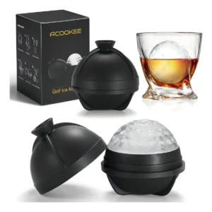 Hieleras Esféricas GRANDES para Whisky: Set de 2 moldes de silicona de alta calidad, marca IceSphere, crea esferas perfectas para enfriar tus bebidas