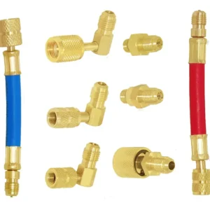 Kit Universal de 8 Mangueras Adaptadoras para Aire Acondicionado Automotriz - Marca Genérica - Compatible R134a y R12 - Solución Completa para Sistema