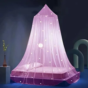 Toldo de Cama Infantil con Estrellas Brillantes en la Oscuridad, Color Rosa - Marca Sueños Mágicos Modelo Estelar: Creando un Espacio Encantador y Seg