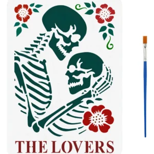 Plantilla de Pintura Esqueleto Reutilizable Skeleton Dude®: Diseño Artístico para Paredes y Manualidades, Incluye Brocha, Fácil de Usar y Resistente