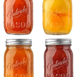 Tarros de Vidrio Herméticos 450ml Marca [MarcaInventada] - Juego de 4 Tarros con Tapa de Cierre Seguro, Ideales para Conservar Alimentos y Organizar D