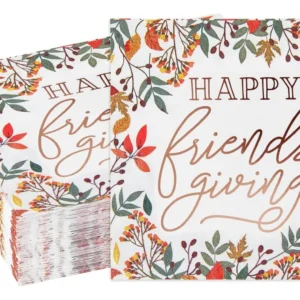 Servilletas Desechables de Papel para Celebración de Acción de Gracias [Marca Genérica] – Paquete de 50 Unidades, Diseño Festivo, Absorbentes y Resist