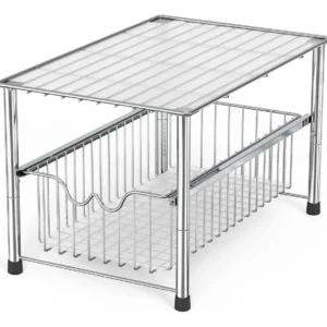 Cesta Deslizante Apilable para Debajo del Lavabo, Cromada - Organiza y Maximiza Espacio con [Marca] BK-020-1 | Fácil Instalación, Acero Resistente