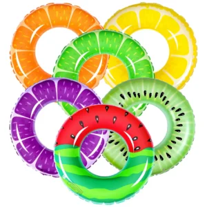 ¡Diversión Refrescante! Flotadores Inflables de Frutas [Marca Genérica] – Set de 6 Diseños Vibrantes para Piscina, Playa y Verano | Incluye Sandía, Pi