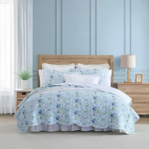 Juego de Edredón Suave con Fundas Festoneadas AZUL | [Marca] [Modelo] - Confort Térmico, Diseño Elegante y Durabilidad para un Descanso Superior