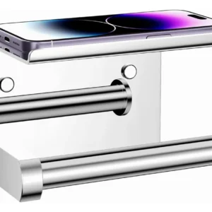Porta Papel Higiénico con Estante para Celular [Marca X, Modelo YZ-789] Acero Inoxidable - Diseño Moderno y Funcional, Fácil Instalación, Resistente a