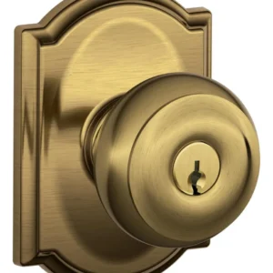 Perilla Decorativa Schlage Camelot Georgian en Latón Antiguo: Elegancia Clásica para Puertas Principales y Residenciales | Durabilidad Superior y Dise