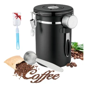 Bote Hermético para Café 1800ml de Acero Inoxidable Negro | Marca [Marca Inventada] - Modelo [Modelo Inventado] | Conserva el Aroma y Frescura por Más
