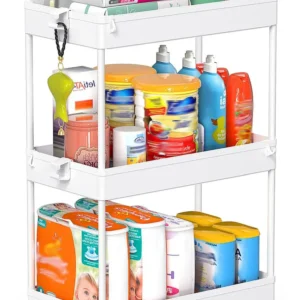 Carrito de Almacenamiento Rodante de 3 Niveles – Marca [Marca del Producto] Modelo [Modelo del Producto] Blanco: Organización Versátil para Cocina, Ba