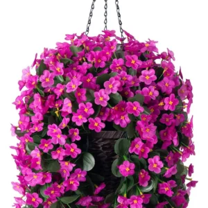 Cestas Colgantes Decorativas para Orquídeas Fuchsia de Seda Premium | Marca Elegancia Floral | Modelo Orchidea Nova | Diseño Realista, Duraderas y sin