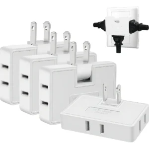 Adaptador Extensor de Salida de Pared Plana de 3 Vías Marca Leviton: Modelo 41530-W, Diseño Compacto y Seguro, Ideal para Hogar y Oficina, con Protecc