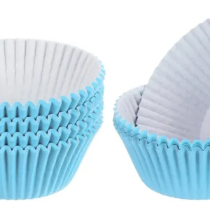 Molde para Magdalenas Celestial: Juego de 300 Fundas de Papel para Hornear, Color Azul Cielo de la Marca Repostería Deliciosa | Perfectas para Fiestas