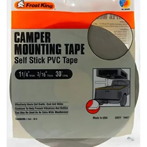 Cinta de Montaje para Camper Gris Frost King: 30 Pies de Adhesión Fuerte y Duradera para Exteriores. Resistente a la Intemperie, Fácil Aplicación, Ide