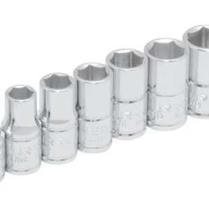 Juego de Dados Cortos Cuadro 1/4" 6 Puntas en Riel, 9 Piezas [Marca Genérica]: Ideal para Trabajo Preciso y Duradero. Acero Cromo Vanadio para Mayor R