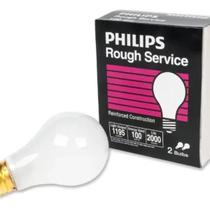 Bombilla Incandescente Rough Service 100W A19 Frost - Pack de 2 Unidades - Marca GENERIC - Durabilidad Superior, Luz Cálida Ideal para Ambientes Hosti