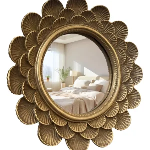 Espejo de Mesa de Maquillaje Redondo Dorado Clásico 'Belleza Reflejada' - Diseño Elegante, Acabado Premium, Ideal para Tocador y Decoración