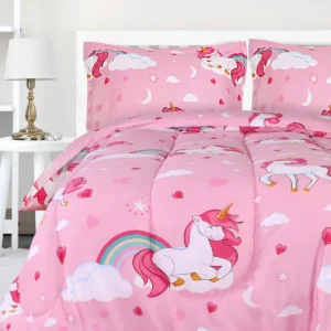 ¡Sueños Mágicos! Juego de Edredón Infantil Unicornio [Marca Genérica] Modelo [Modelo Específico] - 3 Piezas: Suavidad, Confort y Diseño Encantador par