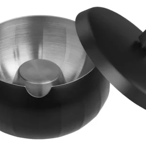 Cenicero de Acero Inoxidable Anti-Olor 'SmokeFree' en Negro Mate: Elegancia y Limpieza para Interiores y Exteriores. Diseño Moderno, Fácil Limpieza y