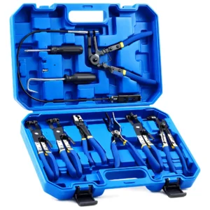 Kit de Alicates para Abrazaderas de Manguera Automotriz IRWIN: Juego Profesional de 9 Piezas en Color Azul para un Ajuste Preciso y Eficaz en Todo Tip