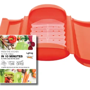 Estuche de Vapor Microondas OXO Good Grips para 1-2 Personas en Rojo: Cocina Saludable, Rápida y Deliciosa con Bandeja Integrada - Fácil Limpieza