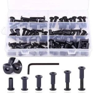 Kit Completo de Fijación para Muebles: 121 Tuercas de Barril M6 y Tornillos de Encuadernación Marca Genérica - Ensamblaje Sólido y Duradero para tus P