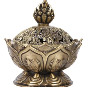 Quemador de Incienso Vintage Bronce 'Eterna Llama' - Diseño Clásico con Detalles Ornamentales | Perfecto para Aromaterapia y Decoración del Hogar | Ma