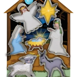 Set de Cortadores de Galletas Navideñas Natividad Gris, Marca Genérica, Talla Única - Crea Deliciosas Figuras para Celebrar el Nacimiento de Jesús - ¡