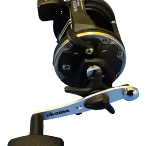 Carrete de Pesca Okuma Magda Pro con Levelwind: Facilidad y Control en Cada Lance. Ideal para Diestros con Manija Izquierda, Freno de Estrella Ajustab