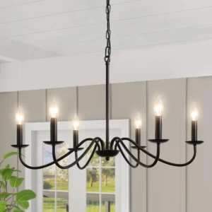 Iluminación Sofisticada: Candelabro de Techo Vintage Rústico Negro 6 Luces [Marca Elegancia Luminosa] Modelo CL-600 - Diseño Industrial Chic, Ideal pa
