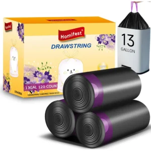 Bolsas de Basura con Cordón Hefty Ultra Strong®: 13 Galones, Color Negro, Paquete de 120 Unidades - Resistencia Superior, Cierre Seguro y Control de O