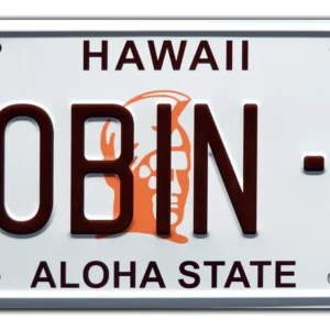 Placa de Matrícula Estampada de Metal MAGNUM PI Robin-1: Réplica Auténtica para Coleccionistas y Entusiastas. Alta Calidad, Diseño Detallado, Ideal pa