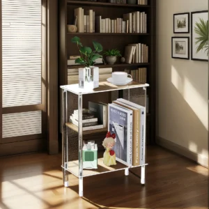 Mesa Auxiliar Estrecha Acrílico Transparente [Marca XYZ] Modelo [ABC-123] - Elegancia Flotante con 2 Niveles para Espacios Reducidos | Diseño Moderno